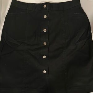 Jones New York Black Mini Skirt with Silver Buttons POCKETS